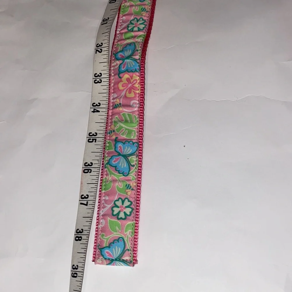 🎉HP🎉Douglas Paquette Belt Jacquard Grosgrain Ribbon D Ring Pink Butterflies S